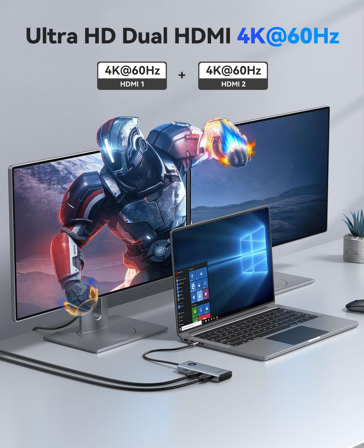ORICO close-up of HDMI ports delivering crisp 4K@60Hz video
