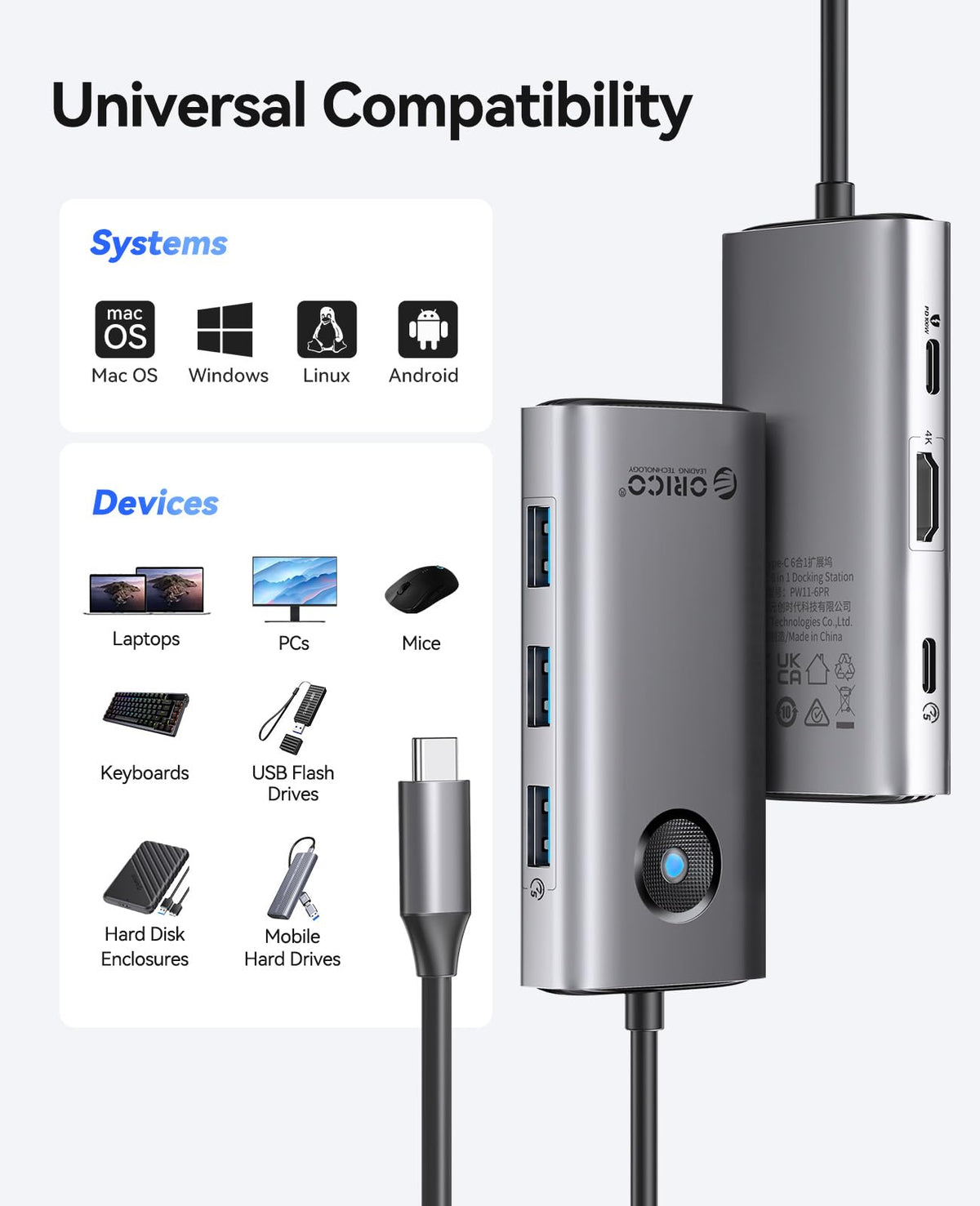 ORICO Compact travel docking station suited for on-the-go work