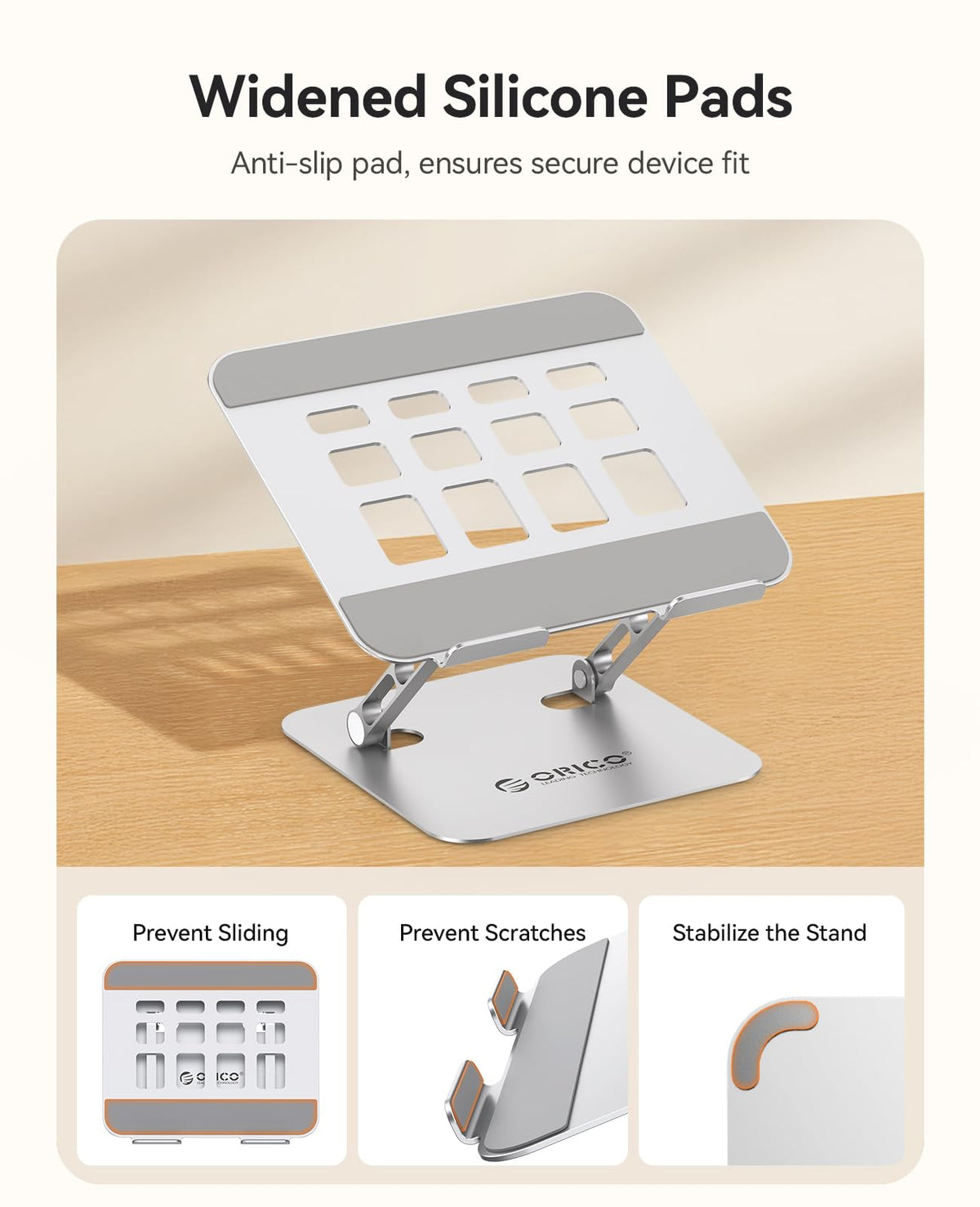 ORICO stand with non-slip pads protects devices during typing