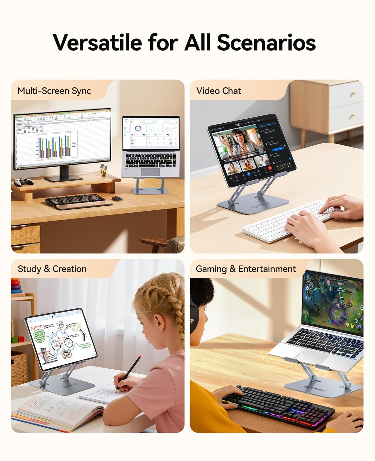 ORICO ST11 sturdy carbon-steel base with aircraft-grade aluminum panel for dependable support