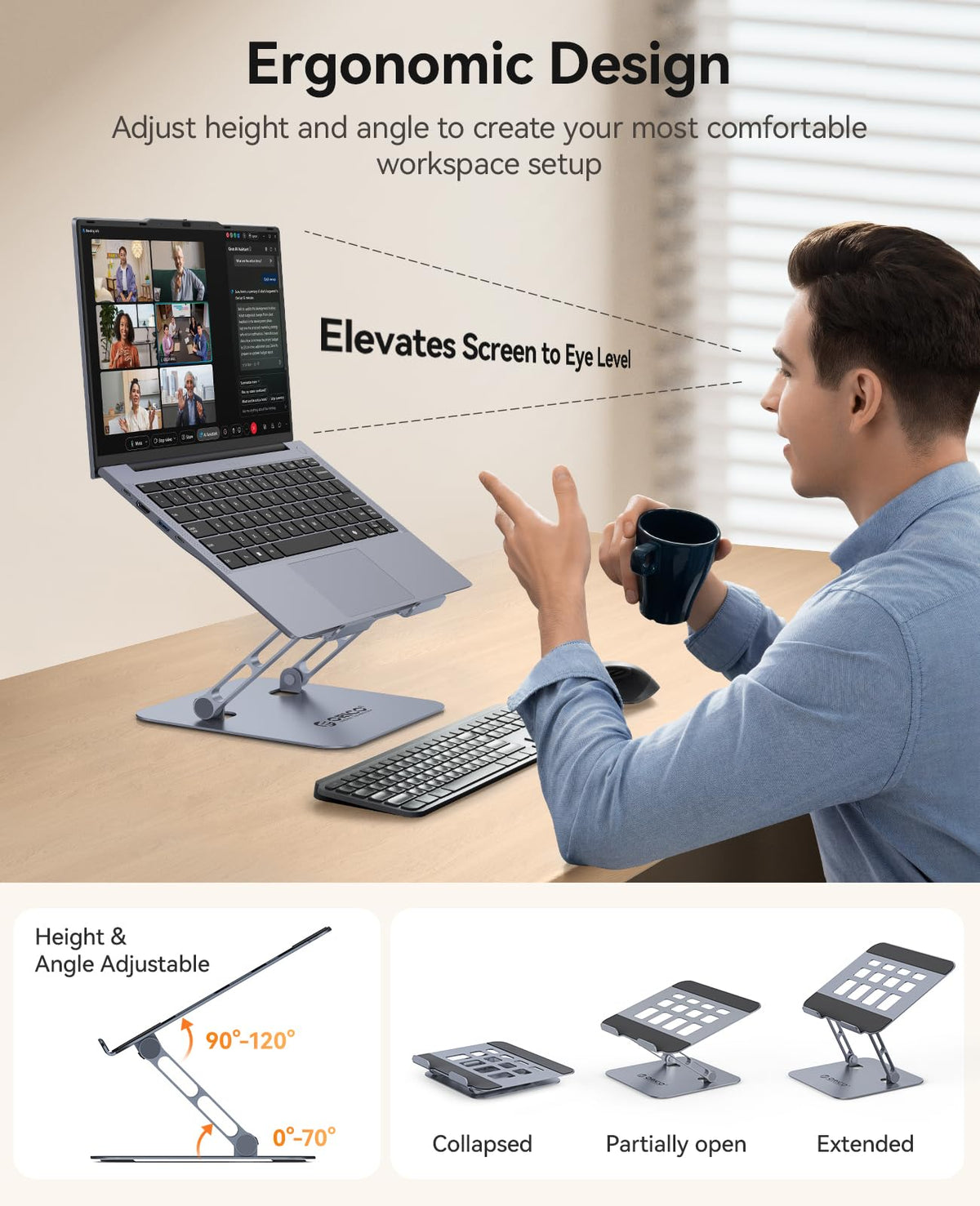 ORICO ST11 with ventilated design improves airflow to help keep laptops cooler