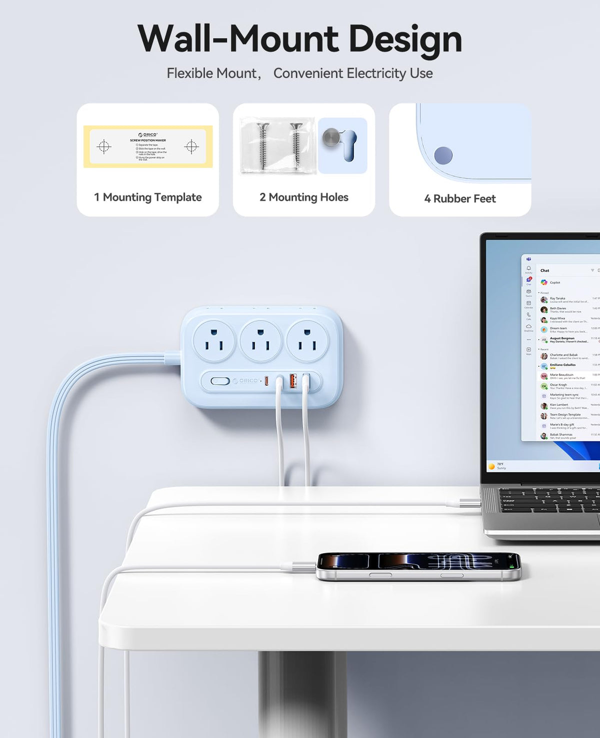 ORICO FCC-certified surge protector providing protection against surges