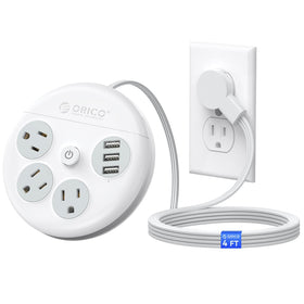ORICO front view showing three AC outlets and three USB-A ports for versatile charging