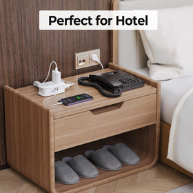ORICO in a hotel room setup showcasing portable charging versatility