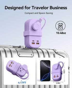 ORICO powering a MacBook and iPhone simultaneously for efficient travel workstation charging