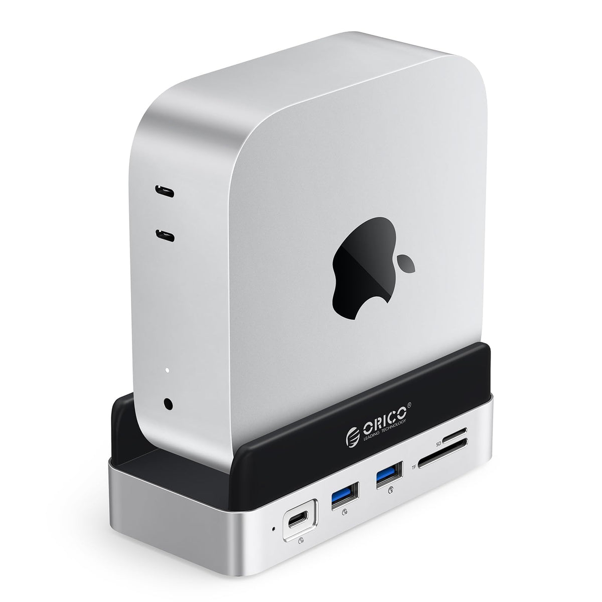 ORICO MiniDock M4 top view showing compact, space-saving design for Mac mini setups