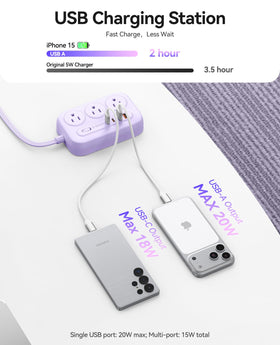 ORICO OG 45-degree plug design minimizes outlet obstruction at the wall