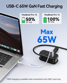 ORICO top view of three AC and four USB ports enabling multi-device charging