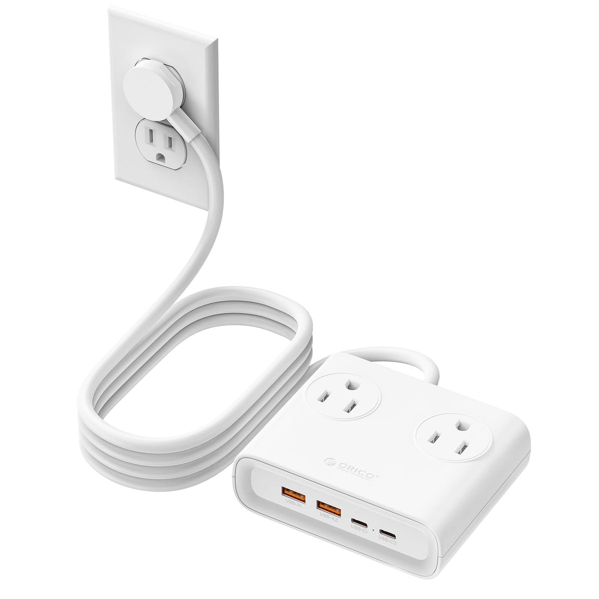 ORICO Power Brick 5ft extension cord enables flexible setups.