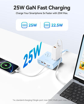 ORICO Power Brick 45-degree flat plug saves space behind furniture and walls