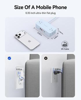 ORICO Power Strip USB port delivers up to 20W for quick charging.