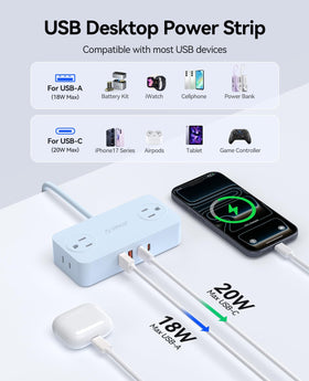 ORICO Power Strip four AC outlets organize devices safely.