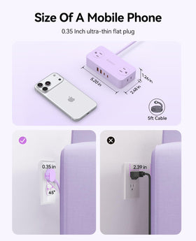 ORICO 45-degree angle plug purple design fits tight wall spaces