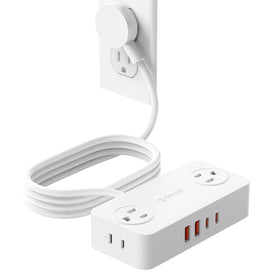 ORICO CPR20 power strip shown on a tidy desk with all ports accessible.