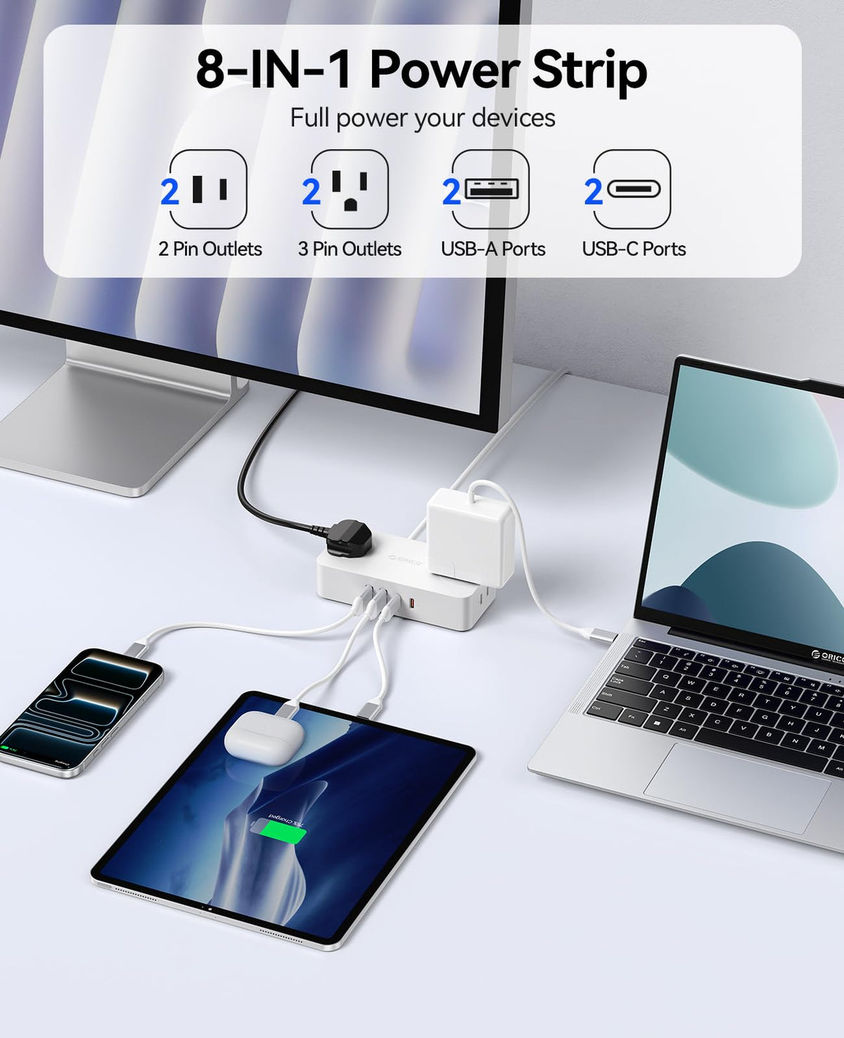 USB-C ports on the ORICO CPR20 ready for fast charging.