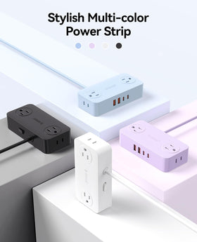 ORICO Power Strip wide-spaced outlets prevent blocking adapters.