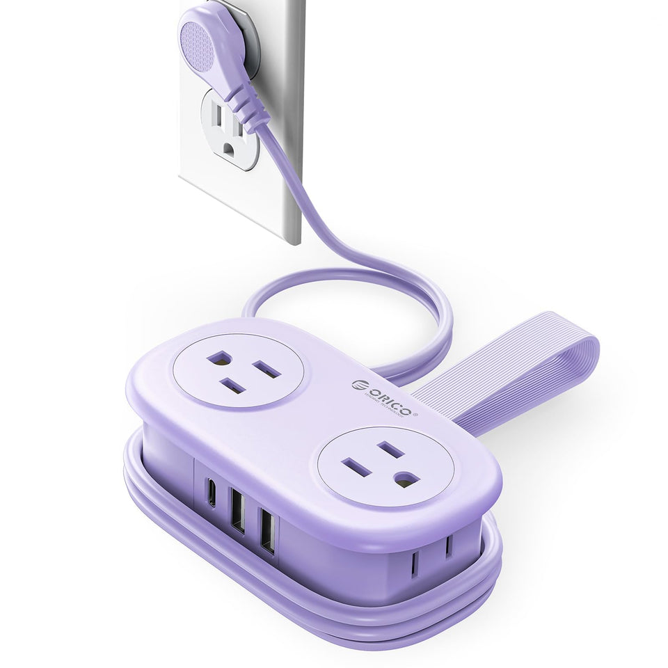 ORICO Purple Cruise power strip with four outlets for versatile travel charging