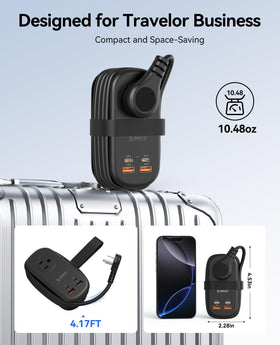 ORICO wrapped 4ft retractable cord for tidy storage and travel readiness