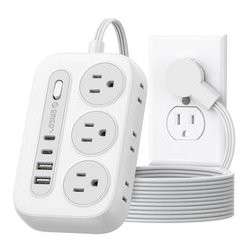 ORICO surge protector front view with 6 outlets for clutter-free desks