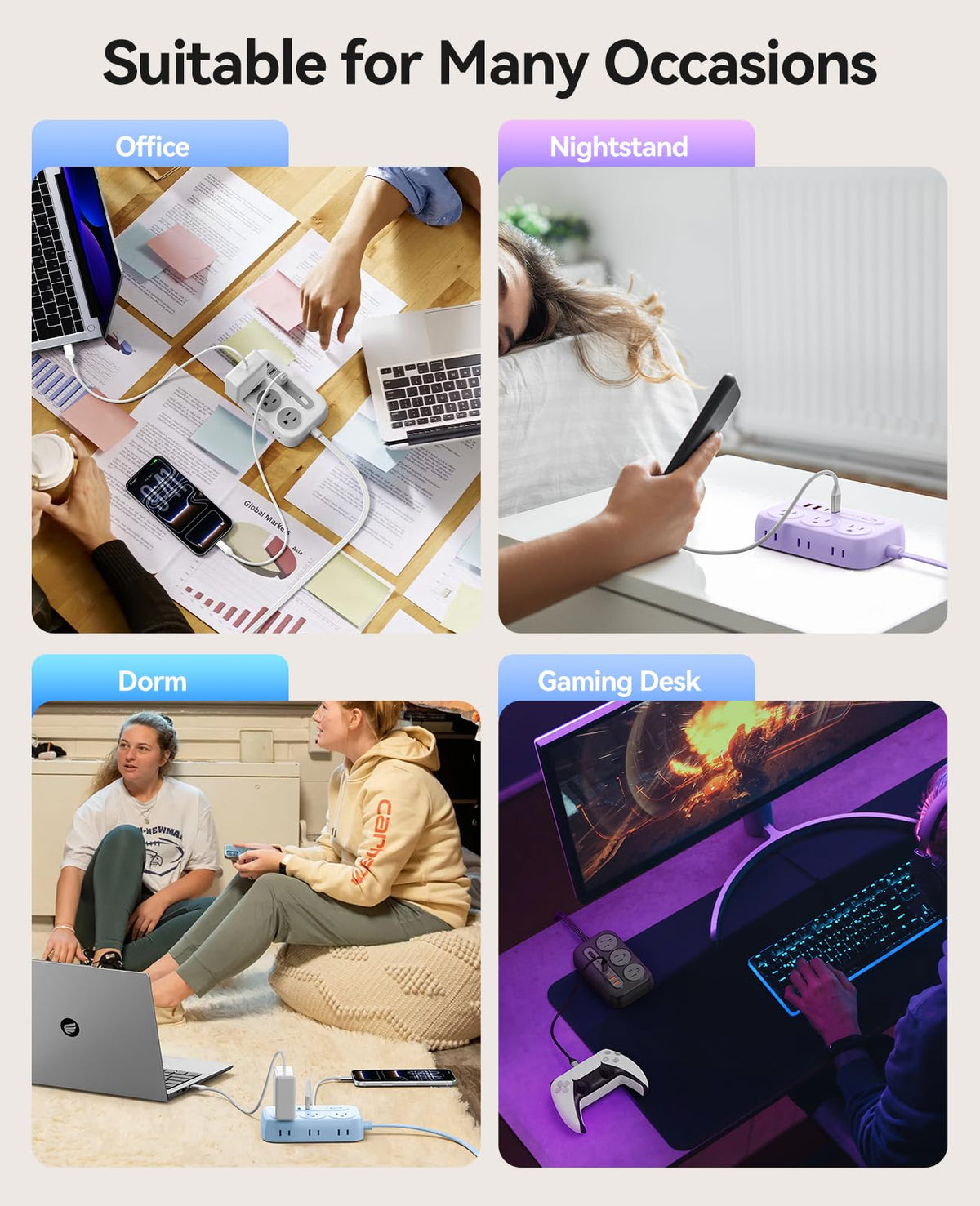 ORICO white power strip adds a clean look to any workspace.