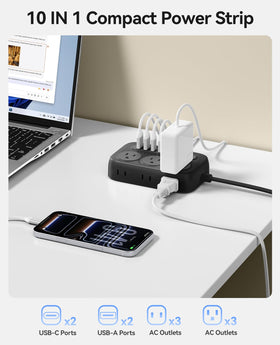 ORICO surge protector USB-C ports enabling PD charging for phones and laptops