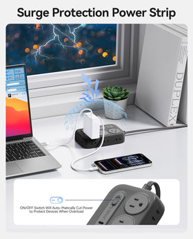 ORICO surge protector showing USB ports for fast multi-device charging