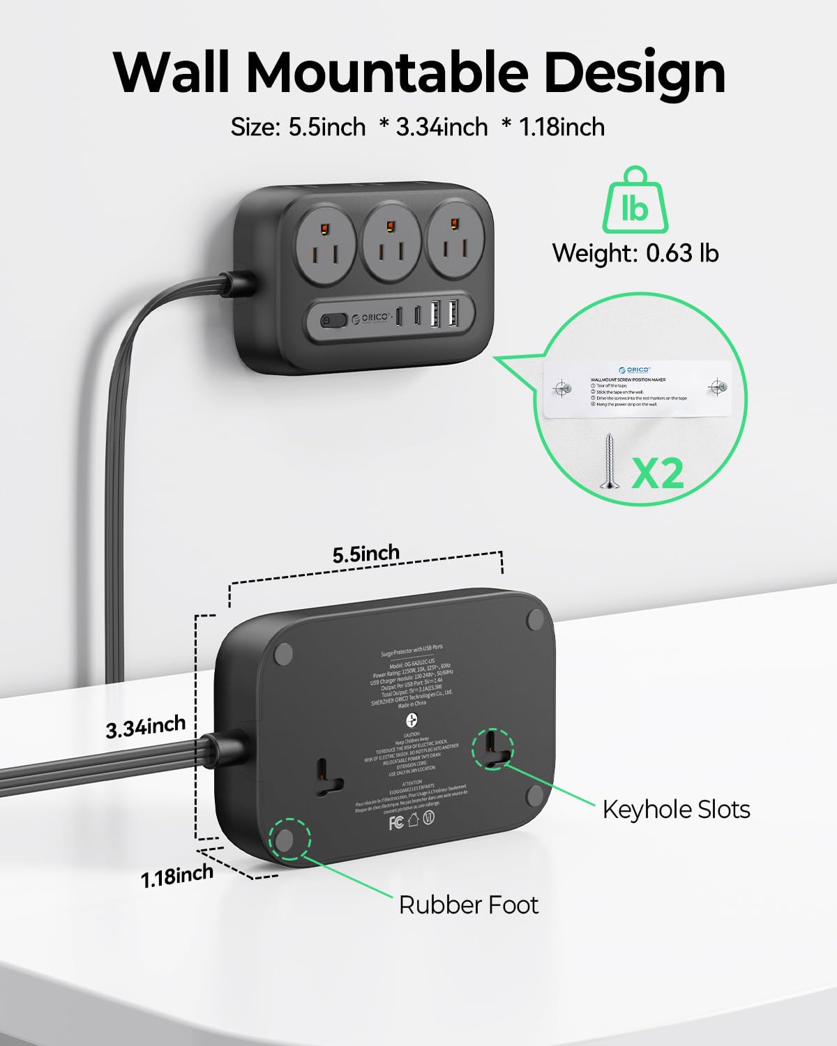Orico wall-mount holes offer flexible setup on desks or walls.