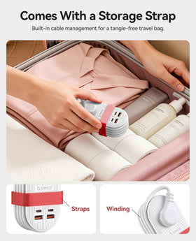 ORICO TK22 3AC outlets visible, great for bedside or desk setup.