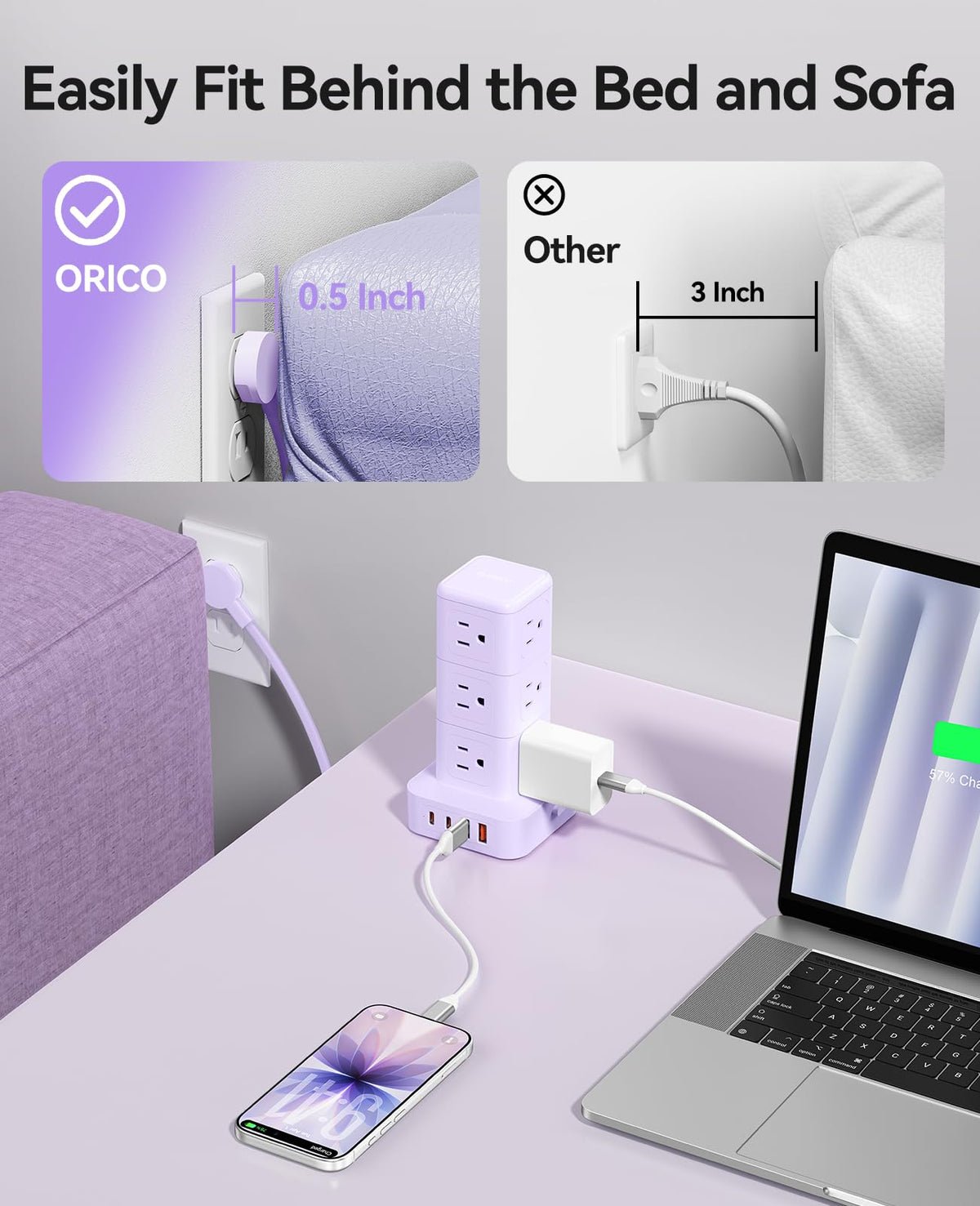 ORICO TPP20 5-foot cord offers flexible placement in any room.