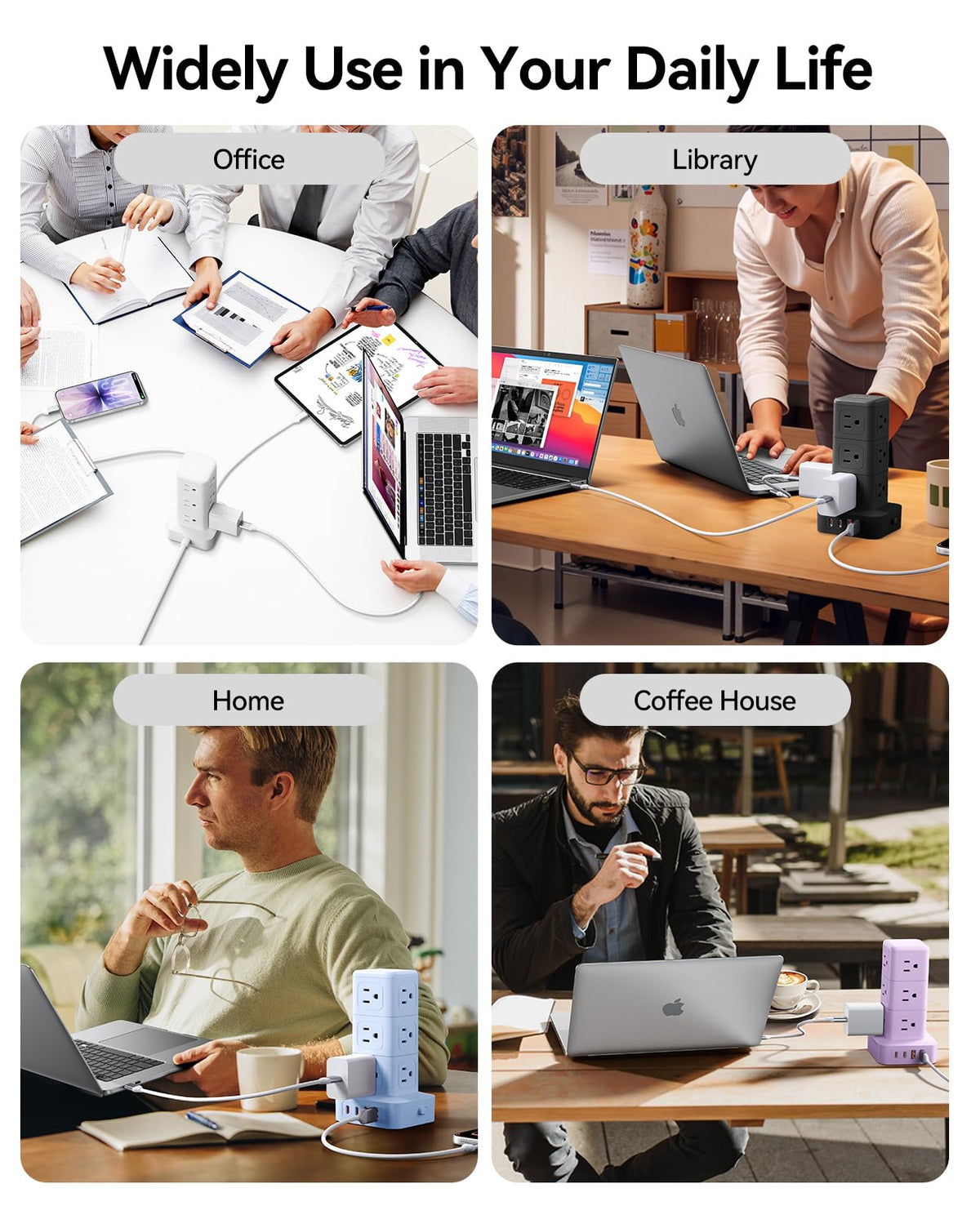 ORICO 5ft extension cord keeps outlets within reach on desks.