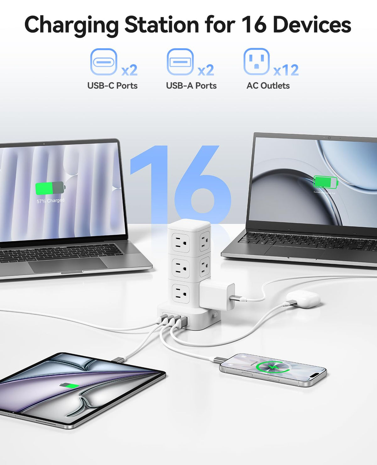 ORICO TPP20 dual PD USB-C ports power devices quickly like phones and laptops.