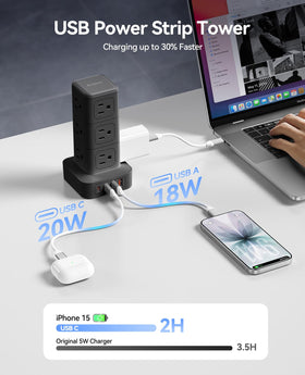 ORICO TPP20 dual PD20W USB-C ports for quick device charging.