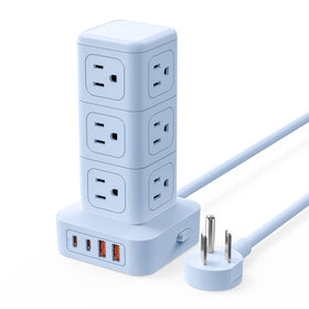 ORICO TPP20 power strip tower with 12 outlets for a tidy home office.