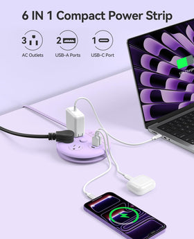 ORICO Travel Power Strip with 45-degree plug prevents socket blockage.