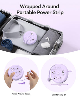 ORICO Travel Power Strip with 4ft flat cord fits tight spaces behind furniture.