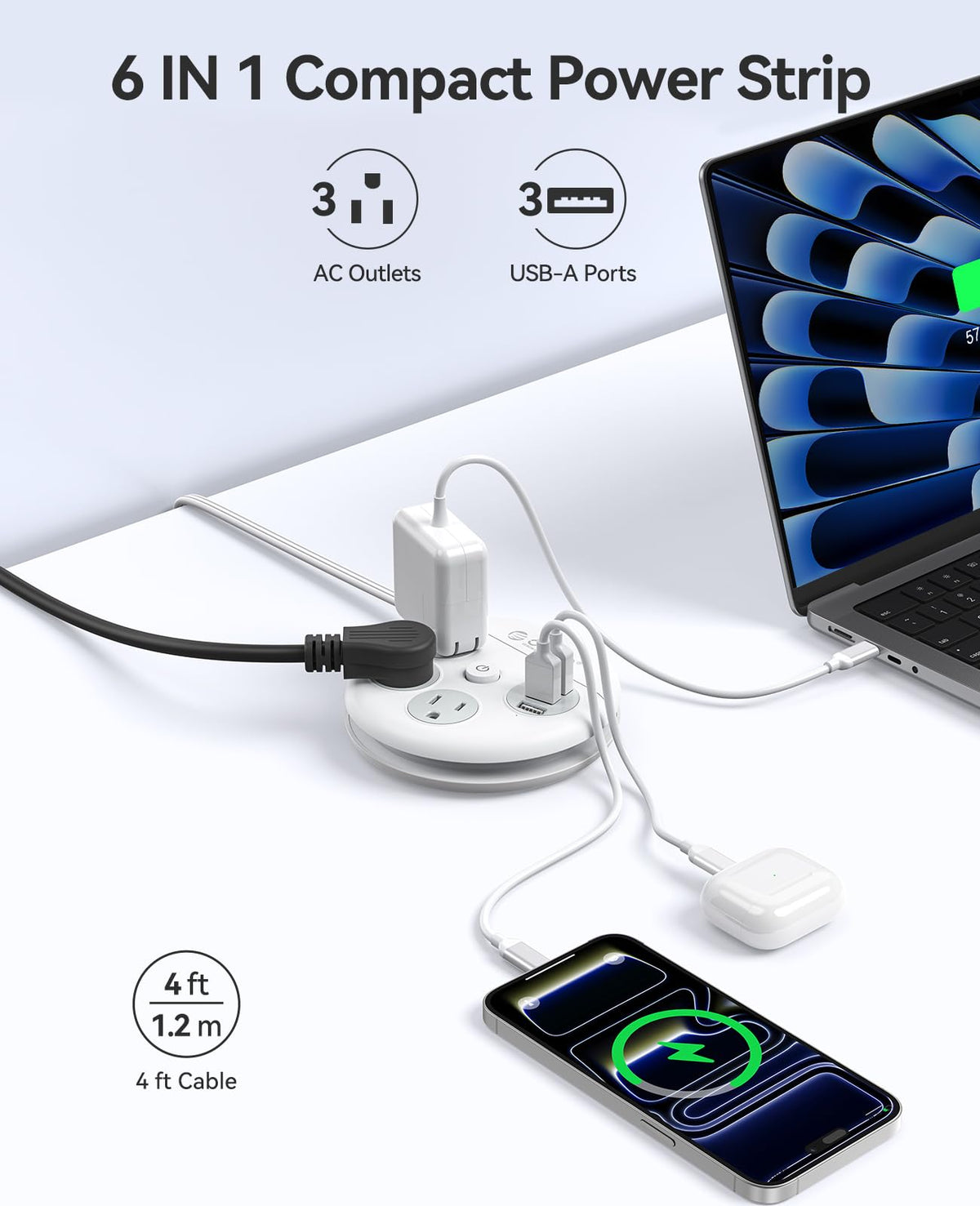 ORICO wrap-around cord stored around strip for compact travel packing convenience