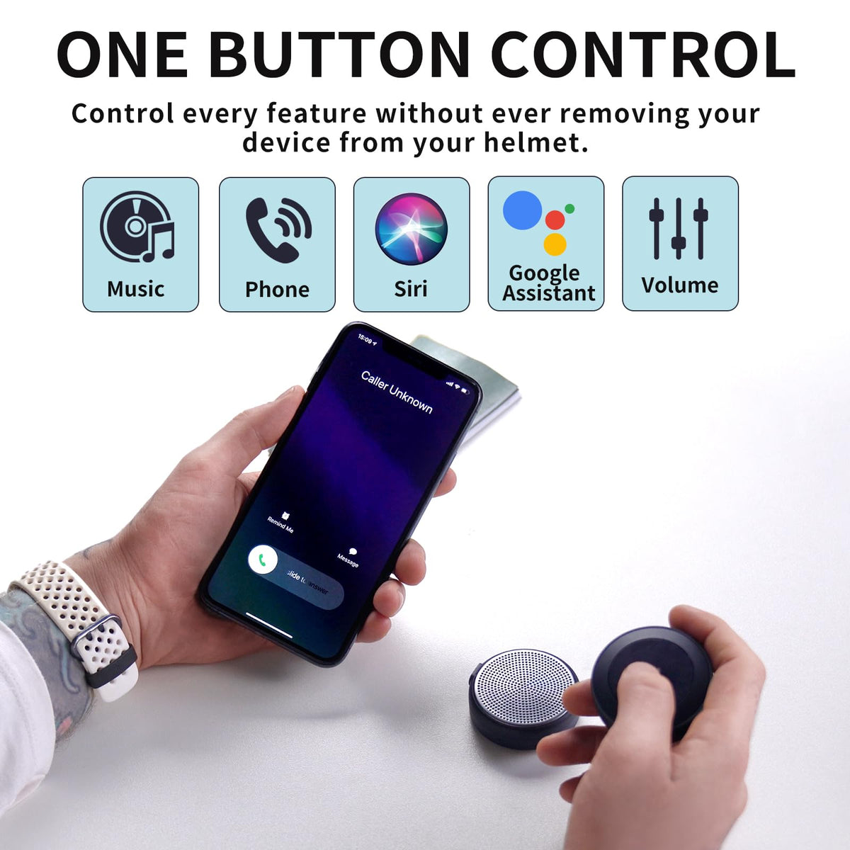 Origem charging case open showing stored speakers and portable power benefit