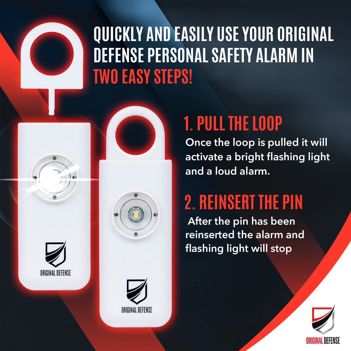 Original Defense Siren 130dB alarm offers strong deterrence and quick attention.