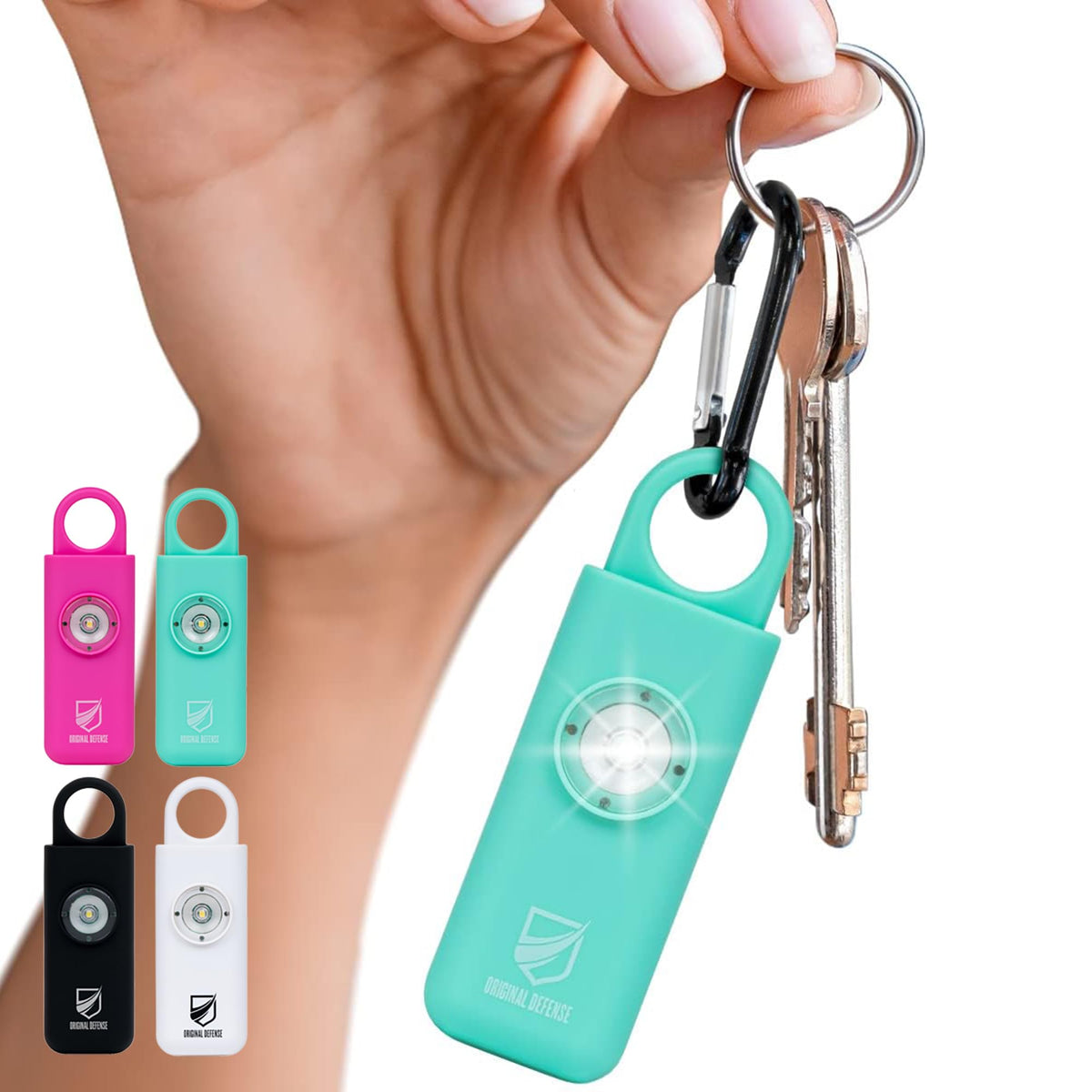 Original Defense Siren keychain with 130 dB alarm, ready for quick safety use
