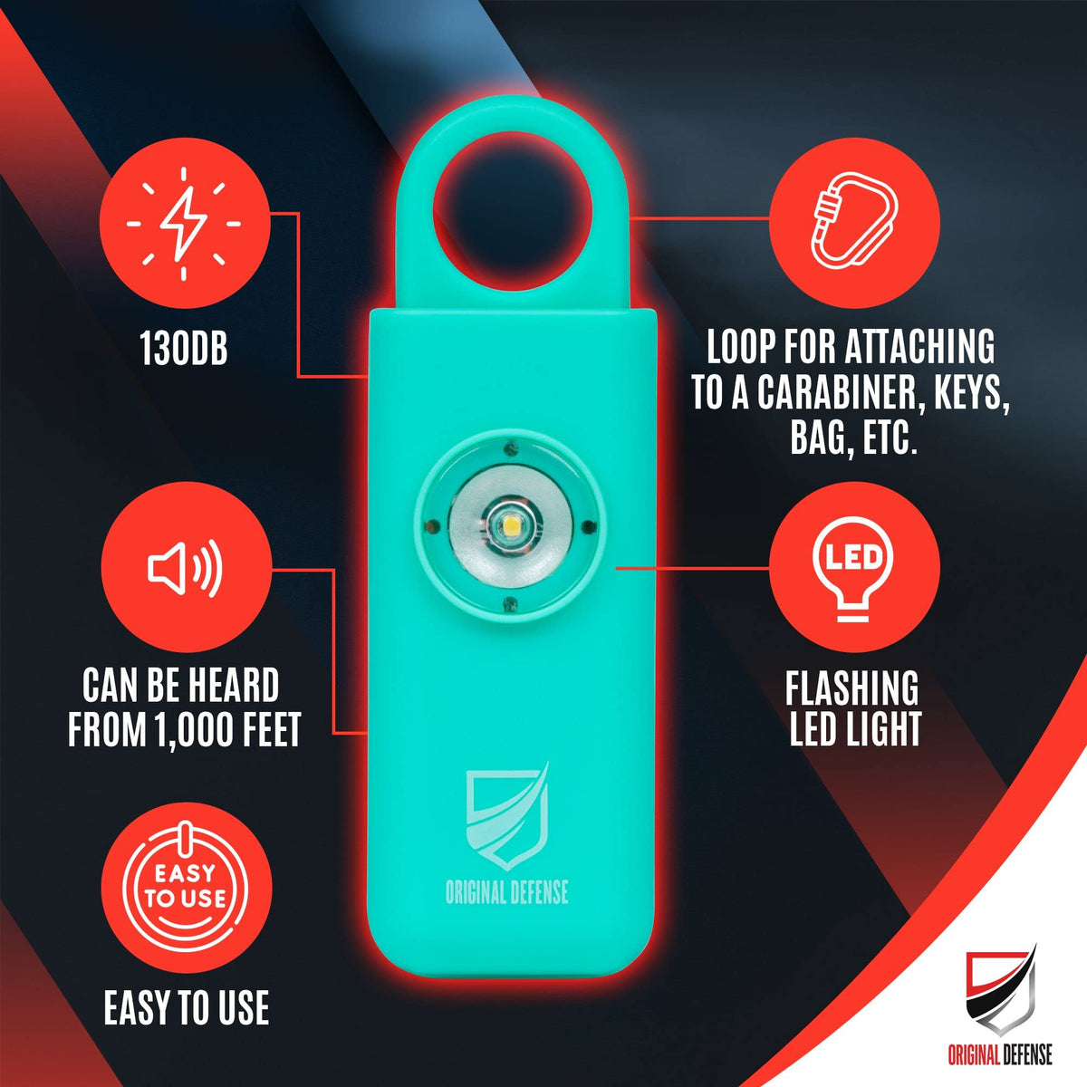 Original Defense Siren emits a bright LED strobe to boost visibility