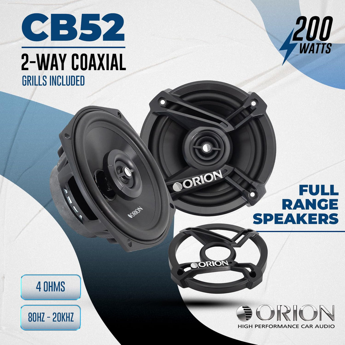 ORION CB52 side profile highlighting 2.05 inch mounting depth for easy installation