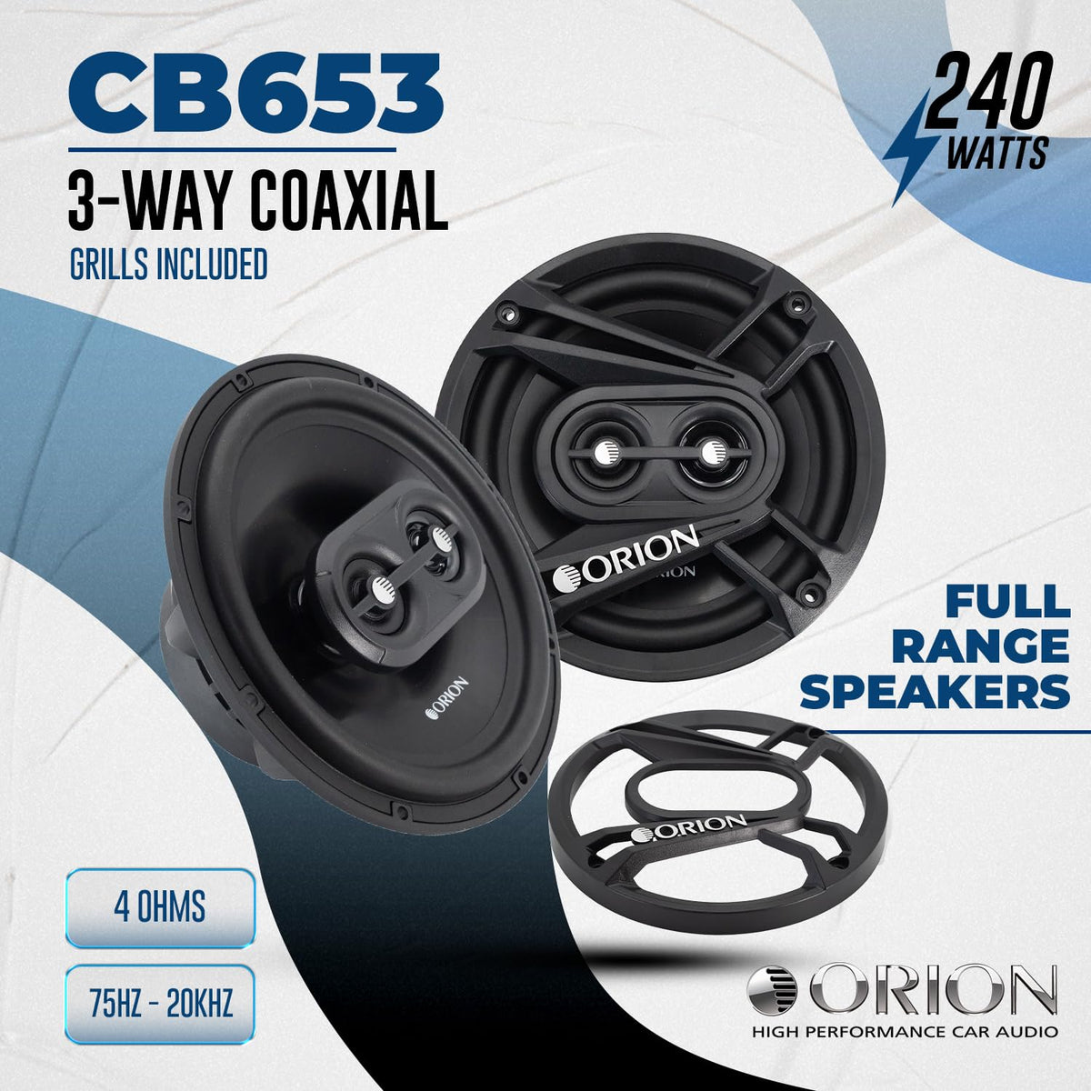 ORION CB653 polypropylene cone closeup highlighting durable material and tighter bass