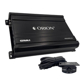 Orion Cobalt CBA2000 front view shows compact mono amp ideal for tight dashboard installs