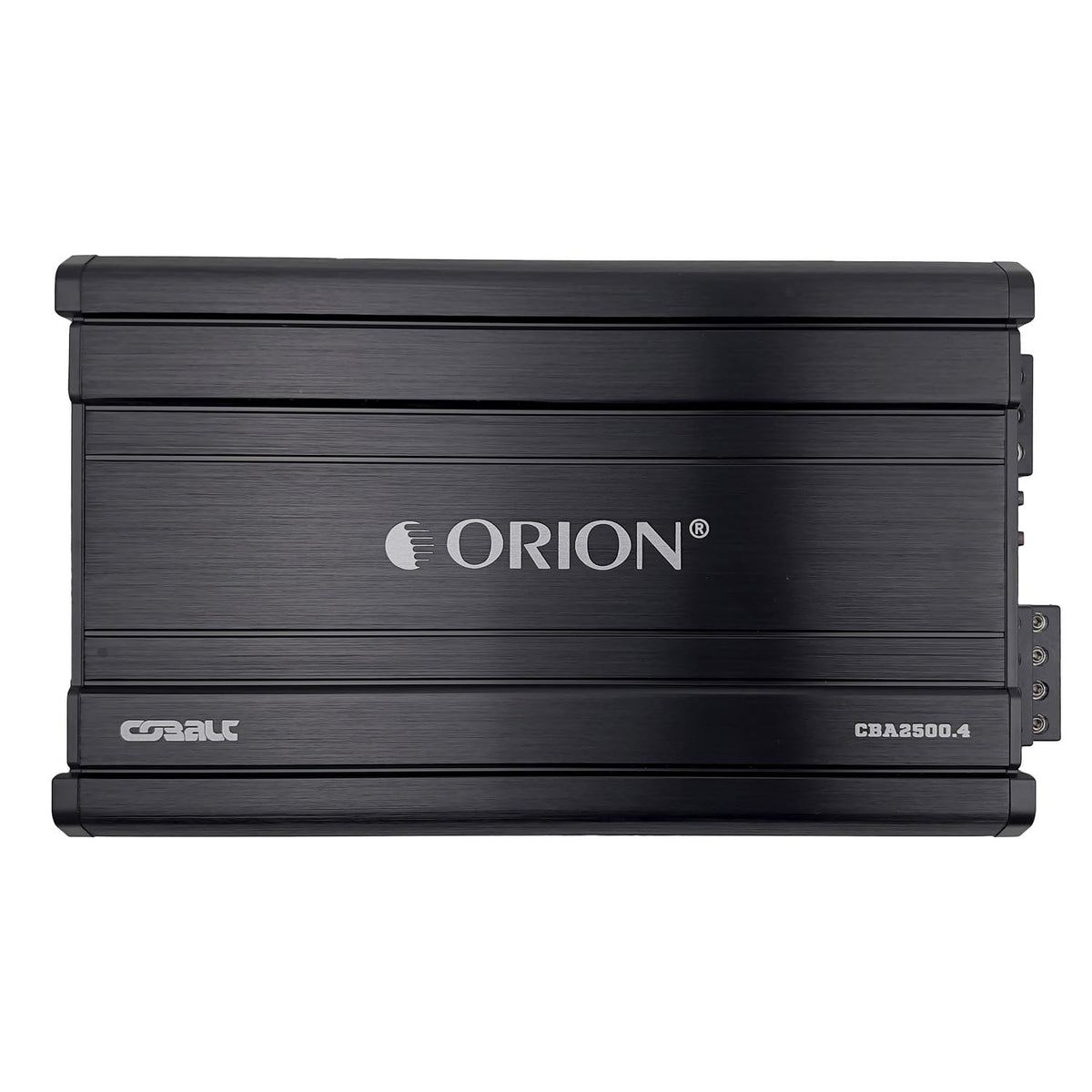 Orion Cobalt CBA2500-4 rear connection panel for speaker and input wiring.
