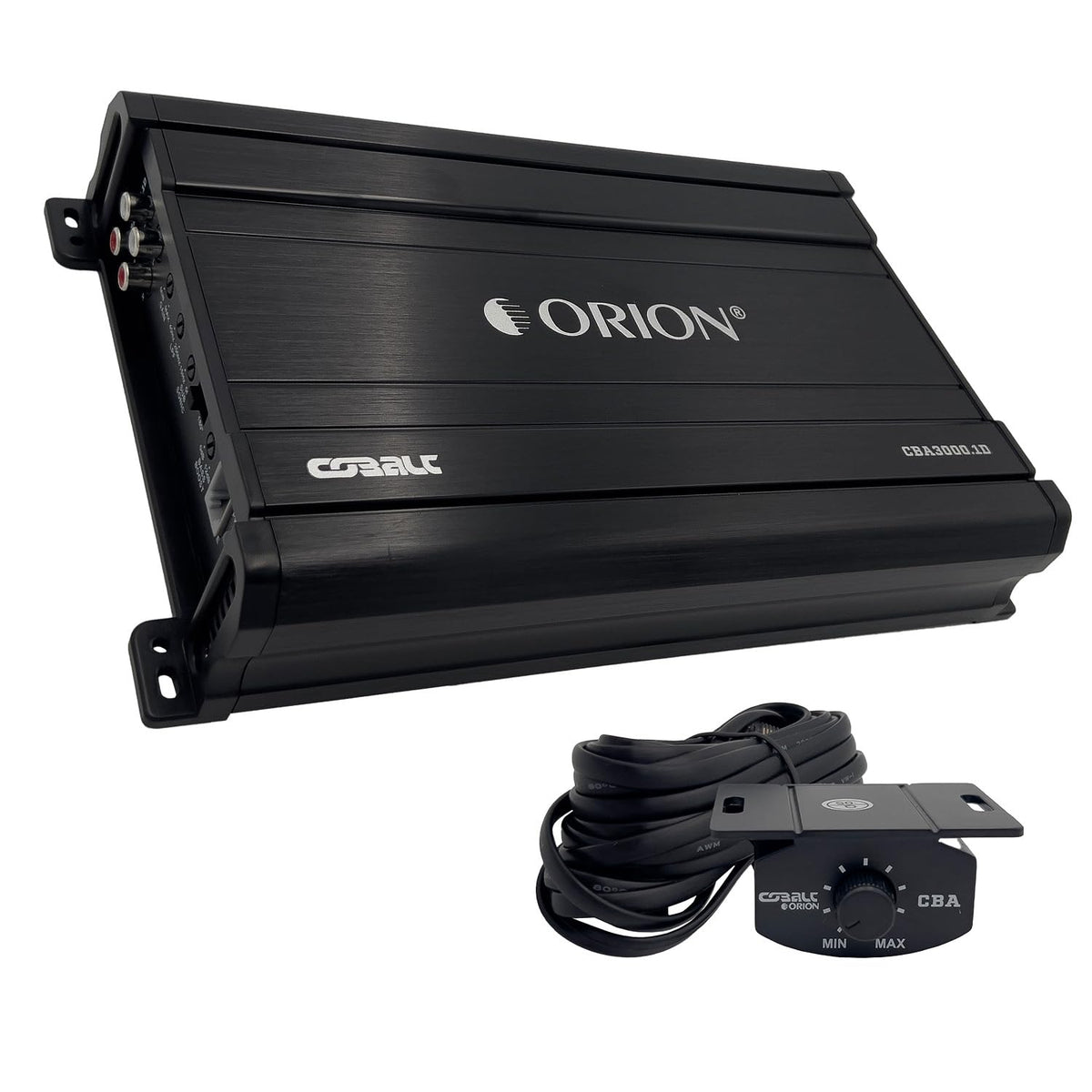Orion Cobalt CBA3000 front view shows rugged chassis for high-power car bass.