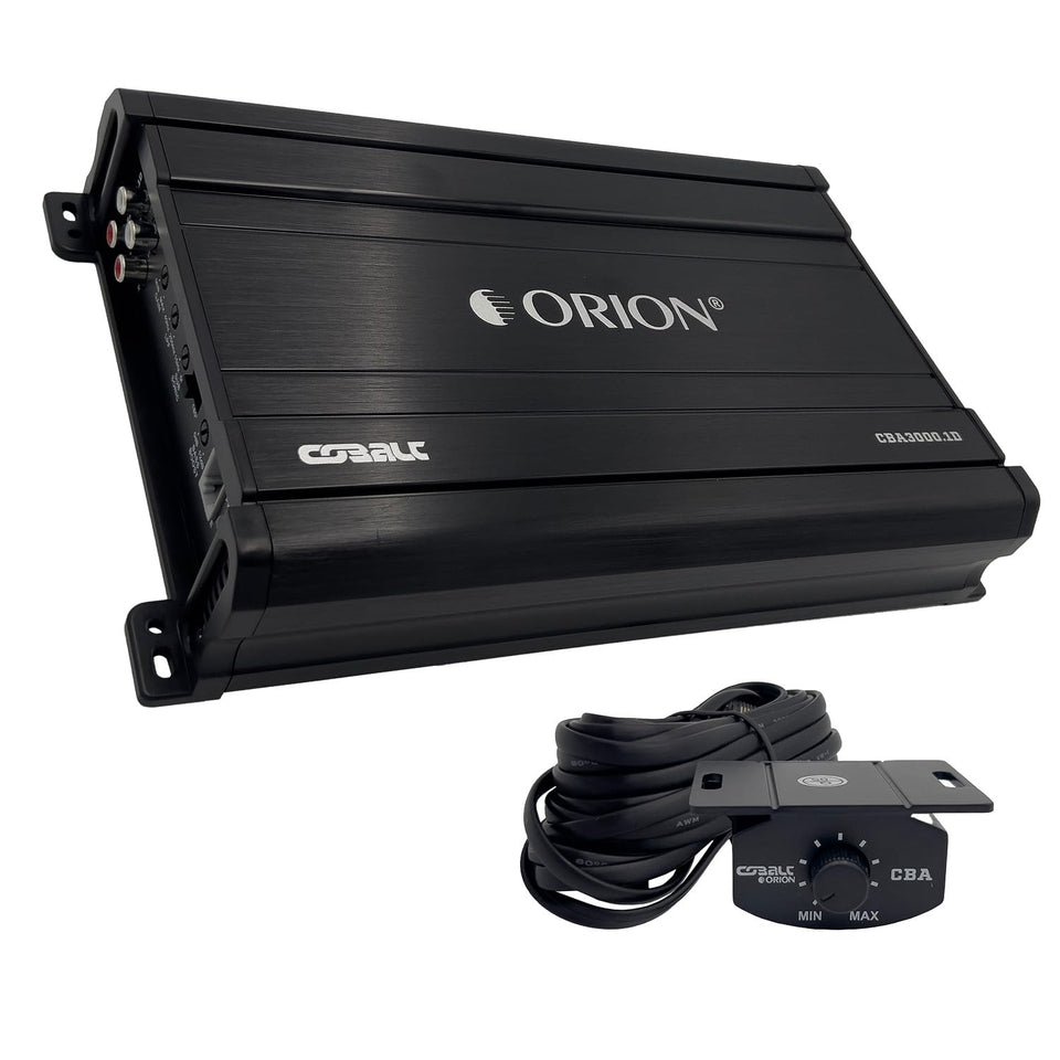 Orion Cobalt CBA3000 front view shows rugged chassis for high-power car bass.