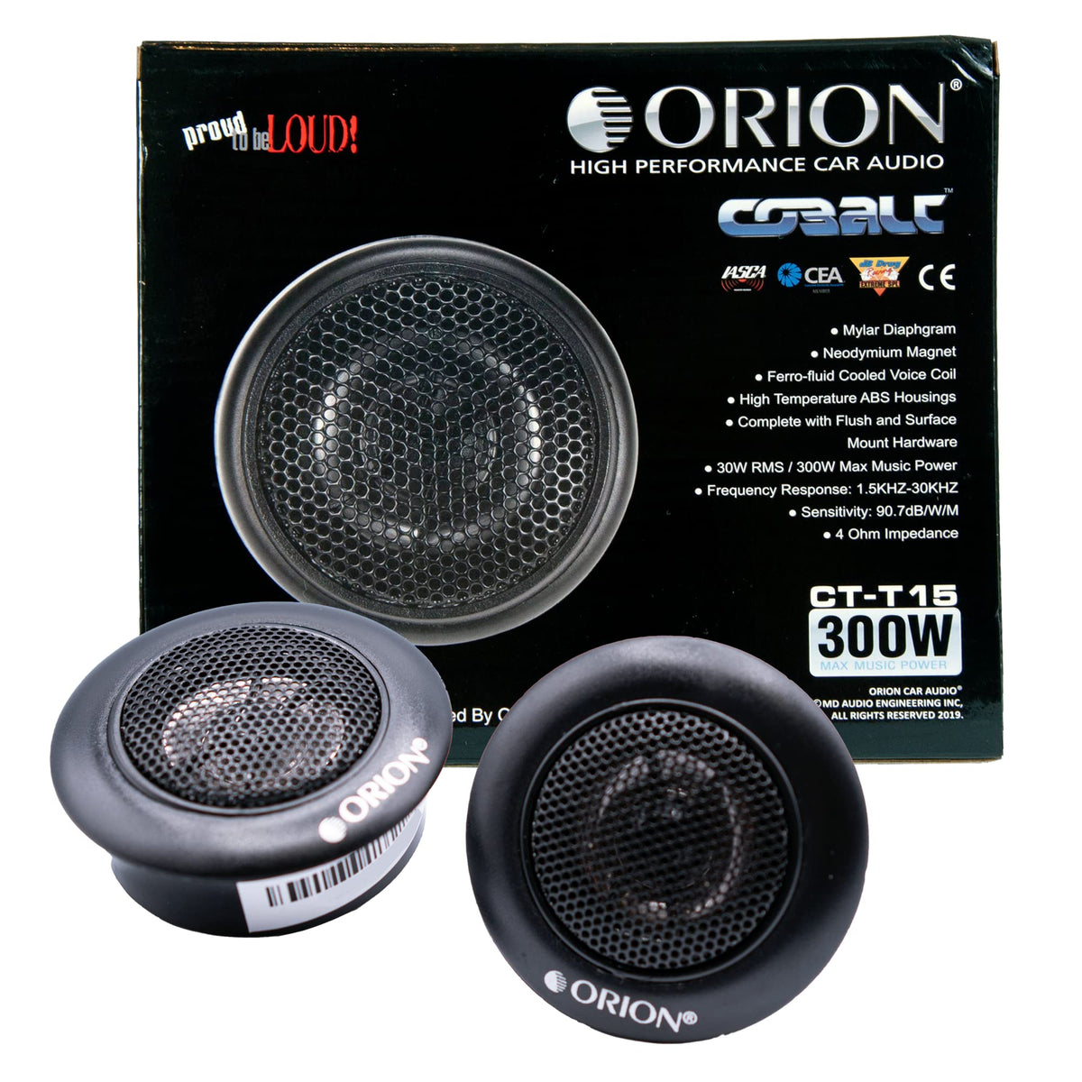 ORION Cobalt CT-T15 silk dome tweeter front view highlighting compact high-frequency driver
