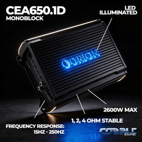 Orion Cobalt Elite CEA650.1D top panel displays tuning controls for easy adjustments.