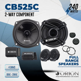 ORION CB525C woofer detail showing polypropylene cone for strong bass and accuracy.
