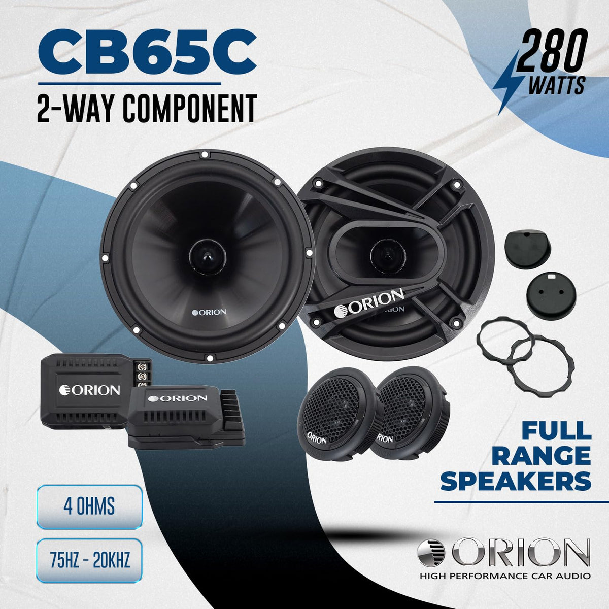 ORION CB65C woofer cone closeup highlighting durable polypropylene design